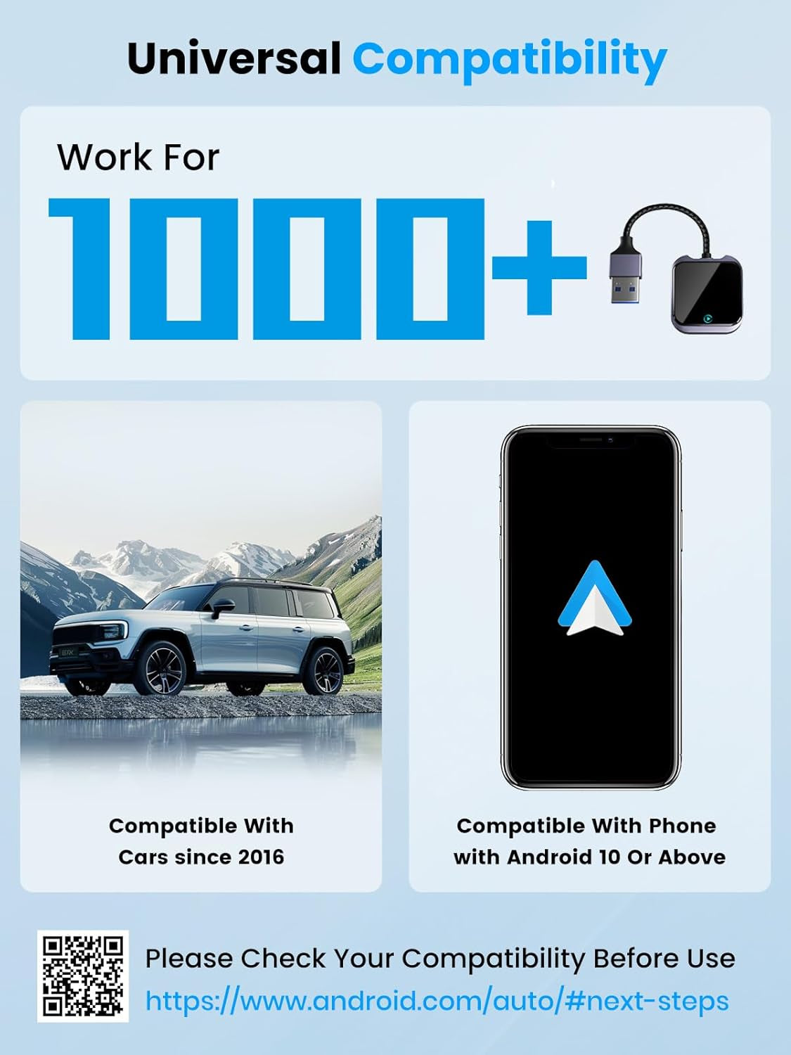 Wireless Carplay and Android Auto Adapter with Fast Stable 5Ghz Wifi Bluetooth, Wireless Android Auto Car Adapter Applies to Cars after 2016 & Phone with Android11+& Usb-A/Type-C (Purple)