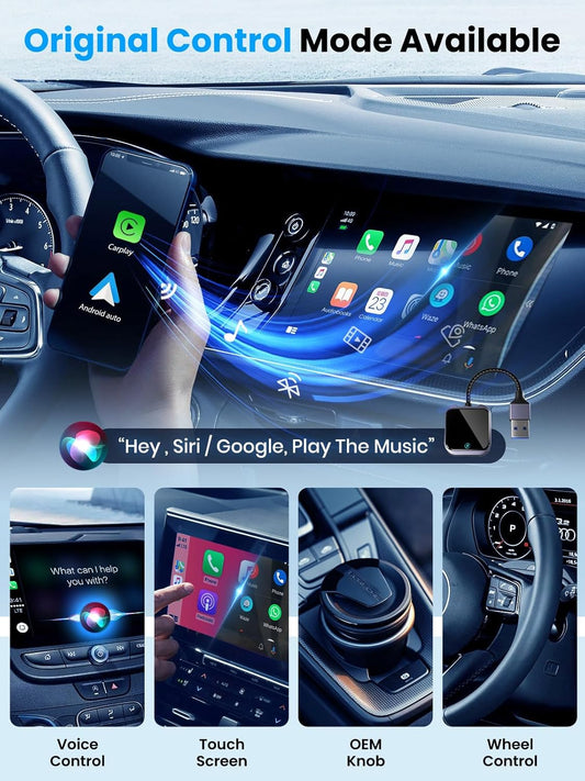 Wireless Carplay and Android Auto Adapter with Fast Stable 5Ghz Wifi Bluetooth, Wireless Android Auto Car Adapter Applies to Cars after 2016 & Phone with Android11+& Usb-A/Type-C (Purple)