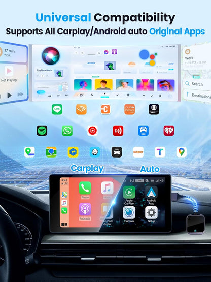 Wireless Carplay and Android Auto Adapter with Fast Stable 5Ghz Wifi Bluetooth, Wireless Android Auto Car Adapter Applies to Cars after 2016 & Phone with Android11+& Usb-A/Type-C (Purple)